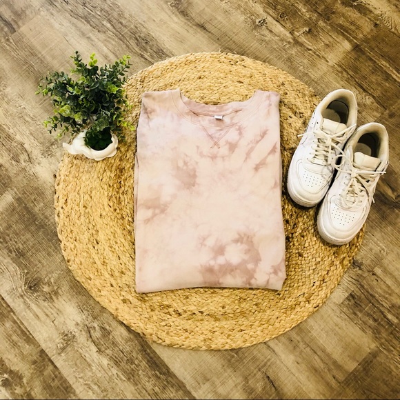 Old Navy Dresses & Skirts - Old Navy Pink/White Tie-Dyed Sweatshirt Dress